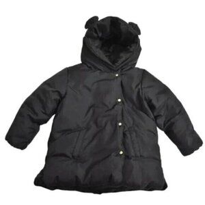 Zara Down Black Puffer Jacket Snap  Button Kids Size 4-5